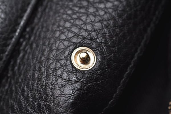 Authentic GUCCI Bamboo Shopper Small Hand Bag Purse Leather 336032 Black 1827G