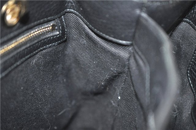 Authentic GUCCI Bamboo Shopper Small Hand Bag Purse Leather 336032 Black 1827G