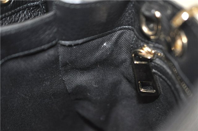 Authentic GUCCI Bamboo Shopper Small Hand Bag Purse Leather 336032 Black 1827G