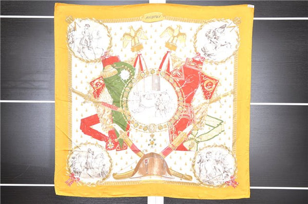 Authentic HERMES Carre 90 Scarf "NAPOLEON" Silk Yellow Box 1828G