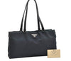 Authentic PRADA Nylon Tessuto Leather Shoulder Hand Bag B11215 Navy Blue 1831G