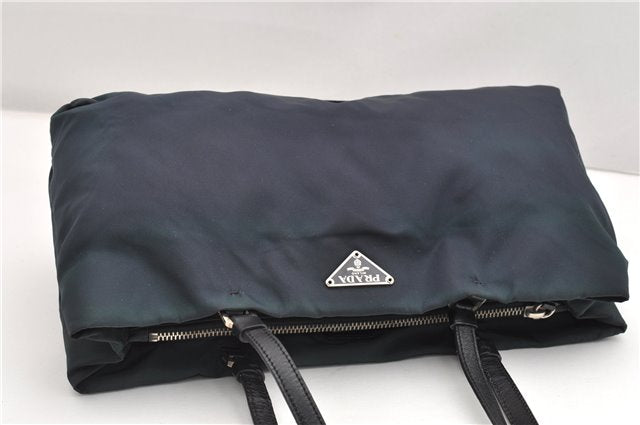 Authentic PRADA Nylon Tessuto Leather Shoulder Hand Bag B11215 Navy Blue 1831G