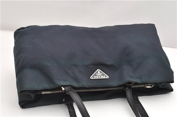 Authentic PRADA Nylon Tessuto Leather Shoulder Hand Bag B11215 Navy Blue 1831G