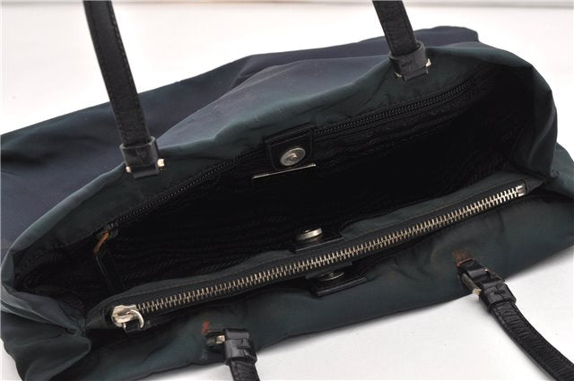 Authentic PRADA Nylon Tessuto Leather Shoulder Hand Bag B11215 Navy Blue 1831G