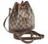 Authentic GUCCI Shoulder Cross Drawstring Bag GG PVC Leather Brown Junk 1832G