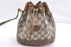 Authentic GUCCI Shoulder Cross Drawstring Bag GG PVC Leather Brown Junk 1832G