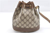 Authentic GUCCI Shoulder Cross Drawstring Bag GG PVC Leather Brown Junk 1832G