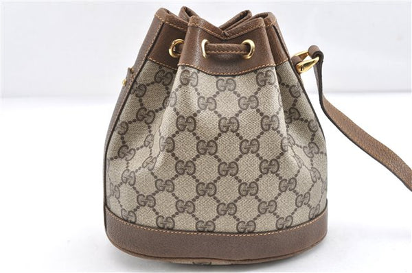 Authentic GUCCI Shoulder Cross Drawstring Bag GG PVC Leather Brown Junk 1832G
