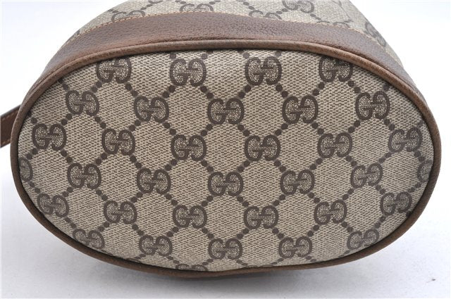 Authentic GUCCI Shoulder Cross Drawstring Bag GG PVC Leather Brown Junk 1832G