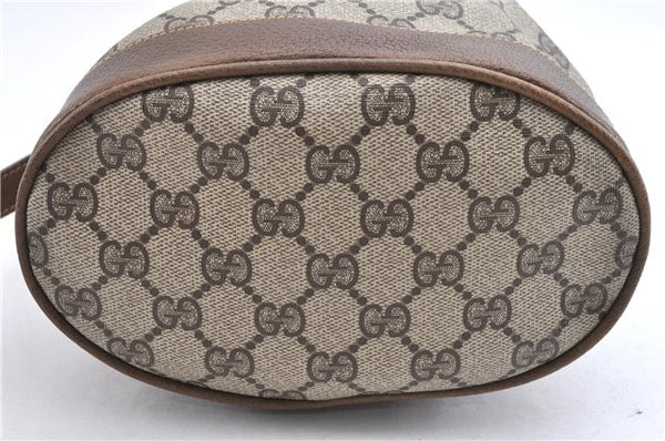 Authentic GUCCI Shoulder Cross Drawstring Bag GG PVC Leather Brown Junk 1832G