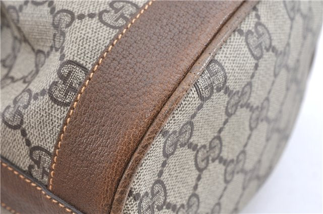 Authentic GUCCI Shoulder Cross Drawstring Bag GG PVC Leather Brown Junk 1832G
