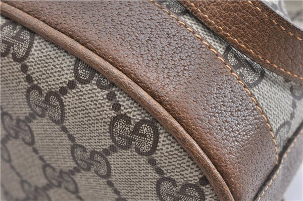 Authentic GUCCI Shoulder Cross Drawstring Bag GG PVC Leather Brown Junk 1832G