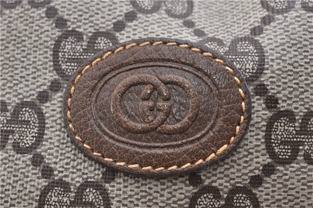 Authentic GUCCI Shoulder Cross Drawstring Bag GG PVC Leather Brown Junk 1832G