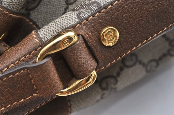 Authentic GUCCI Shoulder Cross Drawstring Bag GG PVC Leather Brown Junk 1832G