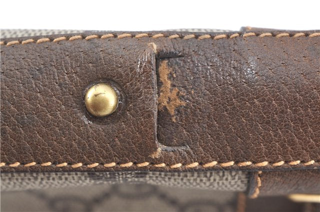 Authentic GUCCI Shoulder Cross Drawstring Bag GG PVC Leather Brown Junk 1832G