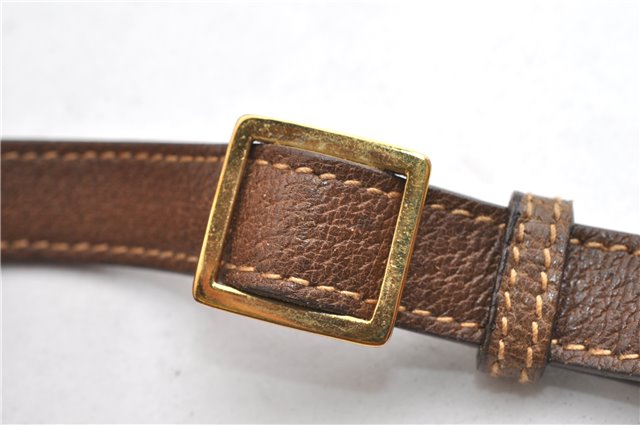 Authentic GUCCI Shoulder Cross Drawstring Bag GG PVC Leather Brown Junk 1832G