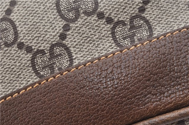 Authentic GUCCI Shoulder Cross Drawstring Bag GG PVC Leather Brown Junk 1832G