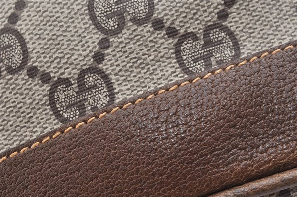 Authentic GUCCI Shoulder Cross Drawstring Bag GG PVC Leather Brown Junk 1832G