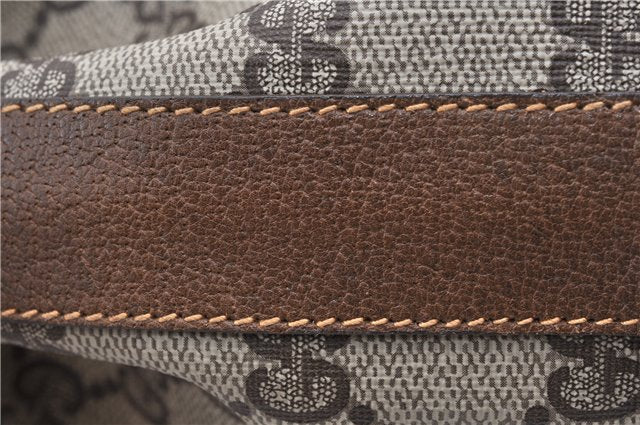 Authentic GUCCI Shoulder Cross Drawstring Bag GG PVC Leather Brown Junk 1832G