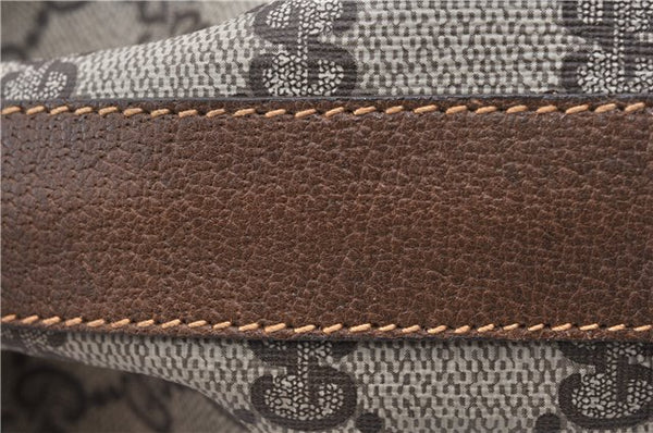 Authentic GUCCI Shoulder Cross Drawstring Bag GG PVC Leather Brown Junk 1832G