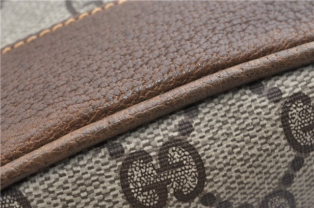 Authentic GUCCI Shoulder Cross Drawstring Bag GG PVC Leather Brown Junk 1832G