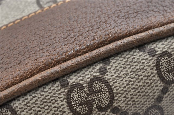 Authentic GUCCI Shoulder Cross Drawstring Bag GG PVC Leather Brown Junk 1832G