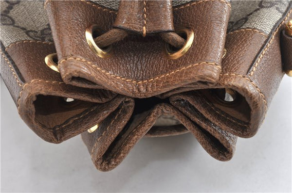 Authentic GUCCI Shoulder Cross Drawstring Bag GG PVC Leather Brown Junk 1832G