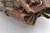 Authentic GUCCI Shoulder Cross Drawstring Bag GG PVC Leather Brown Junk 1832G