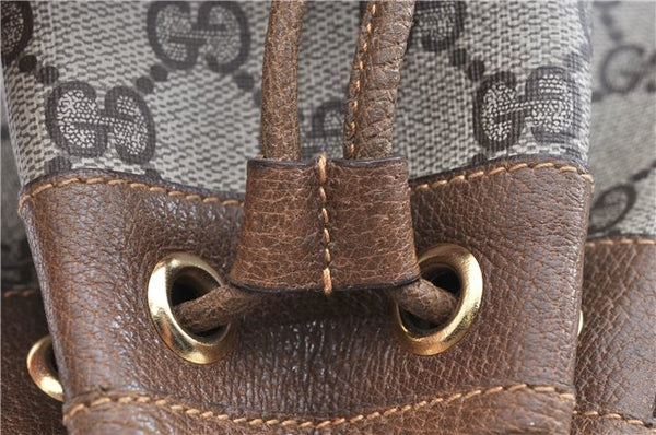 Authentic GUCCI Shoulder Cross Drawstring Bag GG PVC Leather Brown Junk 1832G