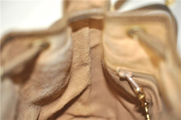 Authentic GUCCI Shoulder Cross Drawstring Bag GG PVC Leather Brown Junk 1832G