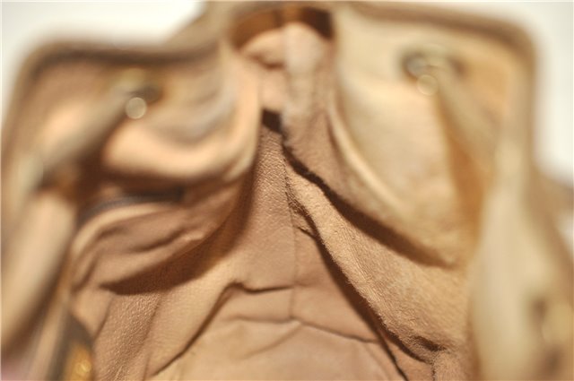 Authentic GUCCI Shoulder Cross Drawstring Bag GG PVC Leather Brown Junk 1832G