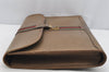 Authentic GUCCI Web Sherry Line Vintage Document Case Leather Brown 1832I