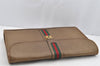 Authentic GUCCI Web Sherry Line Vintage Document Case Leather Brown 1832I