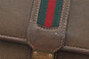 Authentic GUCCI Web Sherry Line Vintage Document Case Leather Brown 1832I