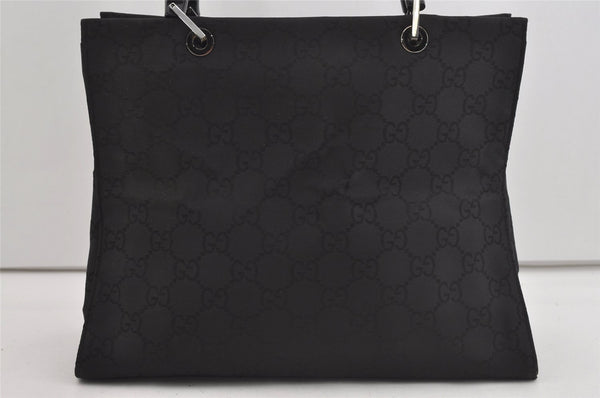 Authentic GUCCI Vintage Bamboo Hand Bag GG Nylon Leather 0021010 Black 1833I