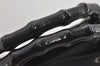 Authentic GUCCI Vintage Bamboo Hand Bag GG Nylon Leather 0021010 Black 1833I