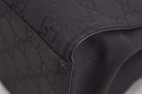 Authentic GUCCI Vintage Bamboo Hand Bag GG Nylon Leather 0021010 Black 1833I