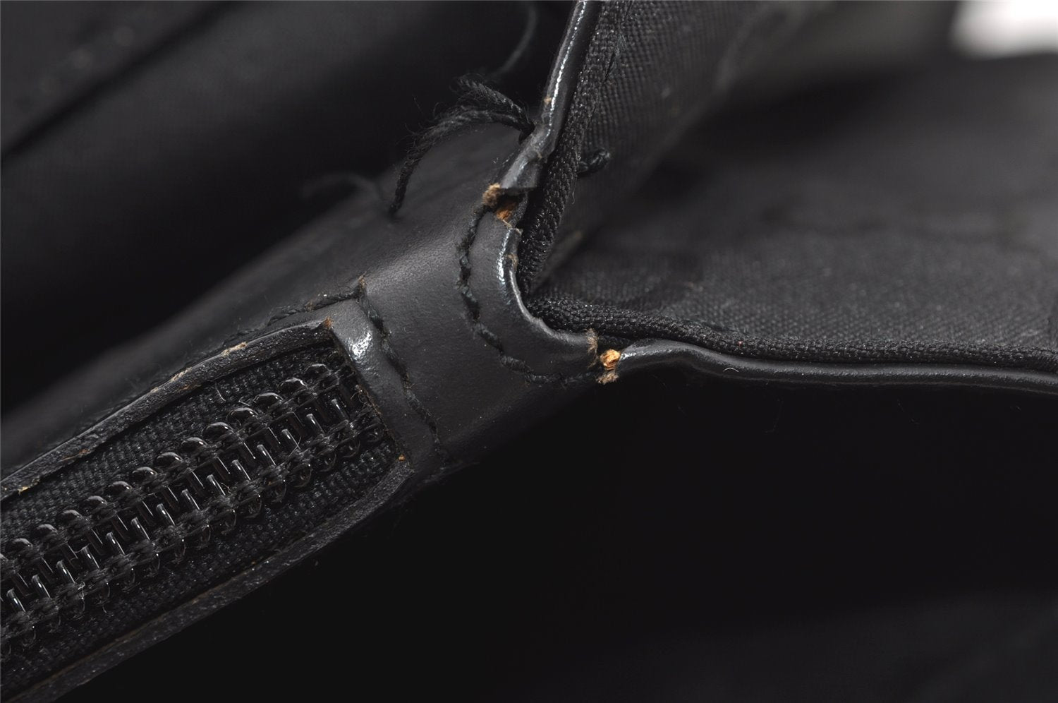 Authentic GUCCI Vintage Bamboo Hand Bag GG Nylon Leather 0021010 Black 1833I