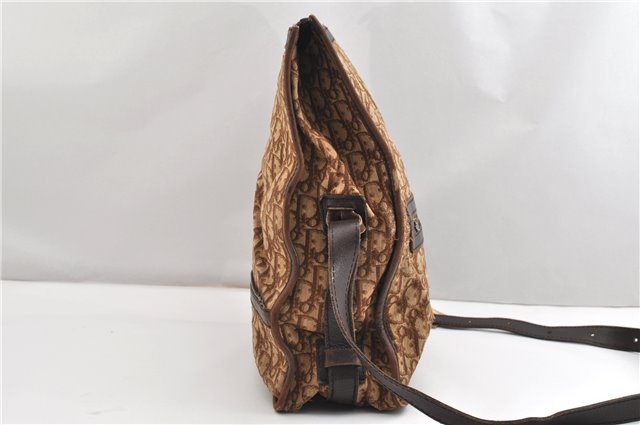 Authentic Christian Dior Trotter Shoulder Cross Bag Canvas Leather Brown 1834G