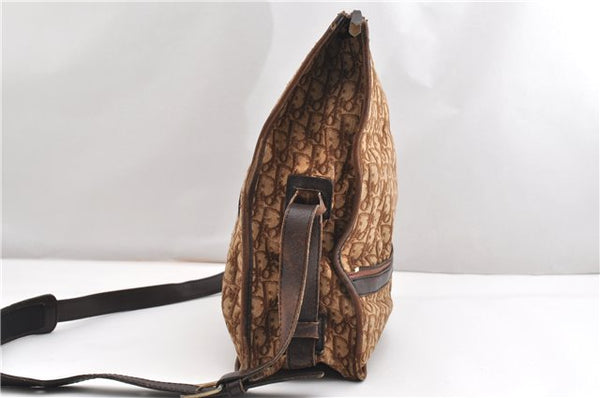 Authentic Christian Dior Trotter Shoulder Cross Bag Canvas Leather Brown 1834G