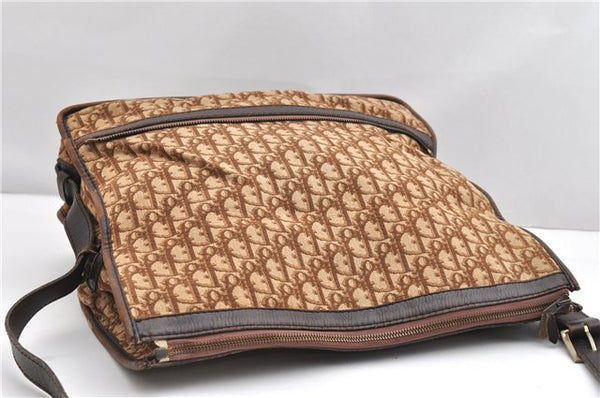 Authentic Christian Dior Trotter Shoulder Cross Bag Canvas Leather Brown 1834G