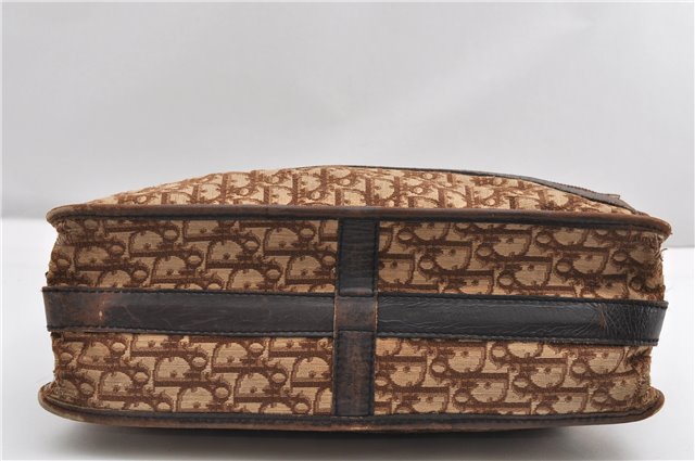 Authentic Christian Dior Trotter Shoulder Cross Bag Canvas Leather Brown 1834G