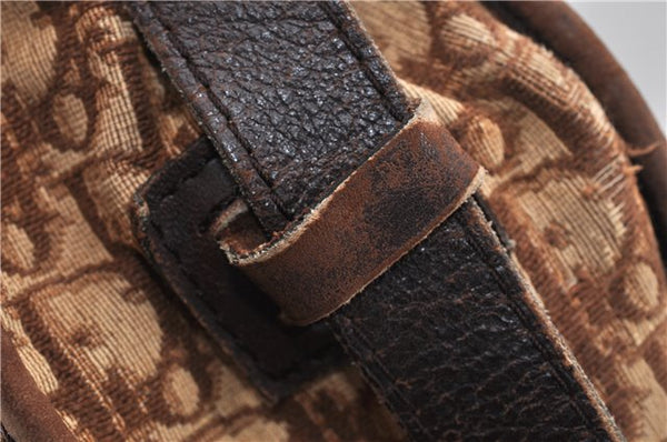 Authentic Christian Dior Trotter Shoulder Cross Bag Canvas Leather Brown 1834G