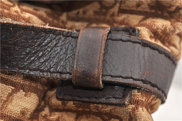 Authentic Christian Dior Trotter Shoulder Cross Bag Canvas Leather Brown 1834G