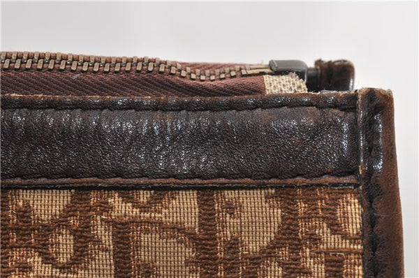 Authentic Christian Dior Trotter Shoulder Cross Bag Canvas Leather Brown 1834G