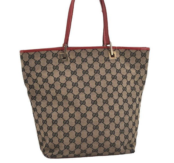 Authentic GUCCI Vintage Shoulder Tote Bag GG Canvas Leather 0021098 Black 1834I