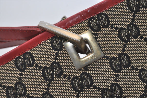 Authentic GUCCI Vintage Shoulder Tote Bag GG Canvas Leather 0021098 Black 1834I
