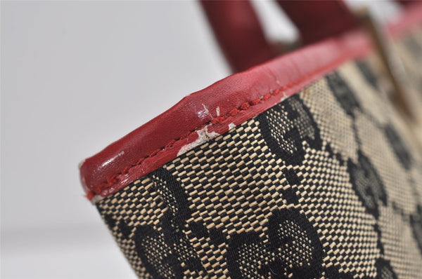 Authentic GUCCI Vintage Shoulder Tote Bag GG Canvas Leather 0021098 Black 1834I