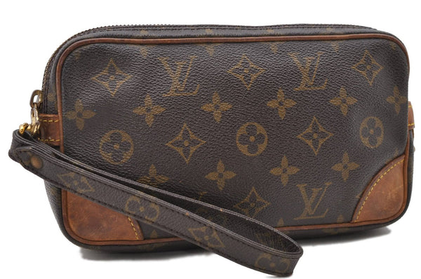 Auth Louis Vuitton Monogram Marly Dragonne PM Clutch Hand Bag M51827 LV 1835D