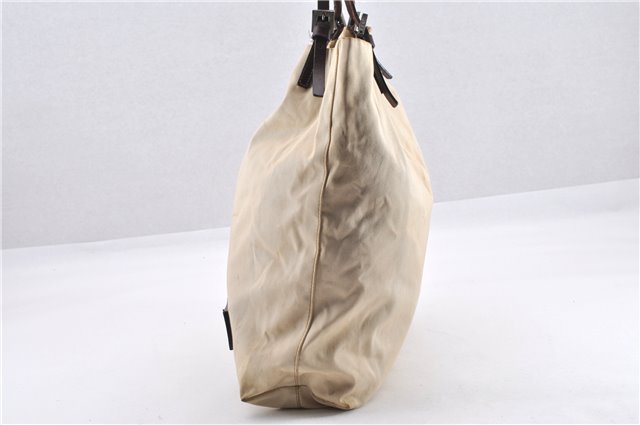 Authentic FENDI Vintage Canvas Leather Shoulder Tote Bag Beige 1835G